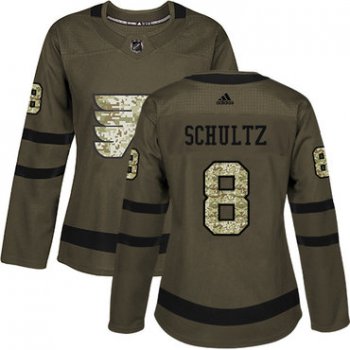 Adidas Flyers #8 Dave Schultz Green Salute to Service Women's Stitched NHL Jersey