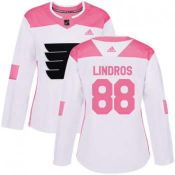 Adidas Philadelphia Flyers #88 Eric Lindros White Pink Authentic Fashion Women's Stitched NHL Jersey