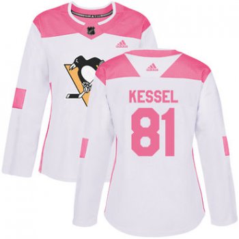 Adidas Pittsburgh Penguins #81 Phil Kessel White Pink Authentic Fashion Women's Stitched NHL Jersey
