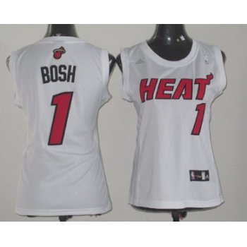 Miami Heat #1 Chris Bosh White Womens Jersey