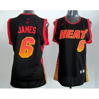 Miami Heat #6 LeBron James Vibe Black Fashion Womens Jersey