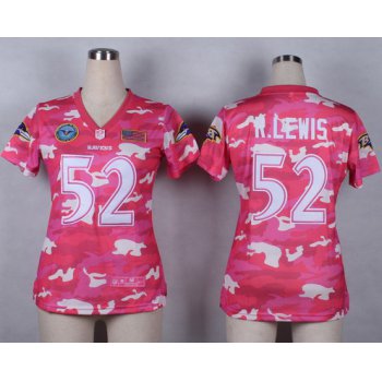 Nike Baltimore Ravens #52 Ray Lewis 2014 Salute to Service Pink Camo Womens Jersey