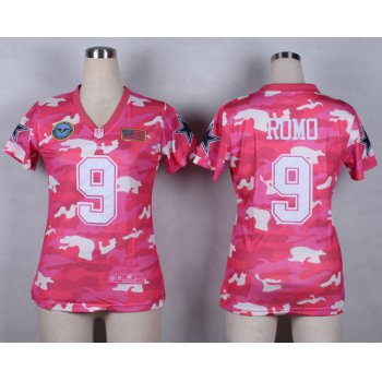Nike Dallas Cowboys #9 Tony Romo 2014 Salute to Service Pink Camo Womens Jersey