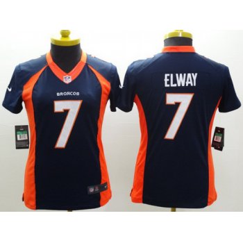 Nike Denver Broncos #7 John Elway 2013 Blue Limited Womens Jersey