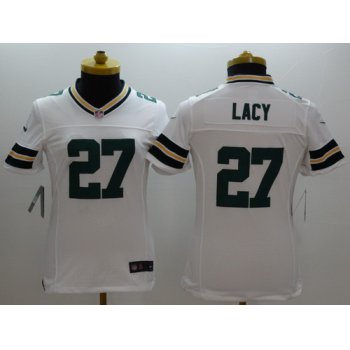 Nike Green Bay Packers #27 Eddie Lacy White Limited Womens Jersey