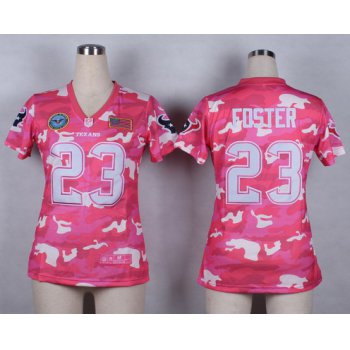 Nike Houston Texans #23 Arian Foster 2014 Salute to Service Pink Camo Womens Jersey