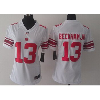Nike New York Giants #13 Odell Beckham Jr White Game Womens Jersey
