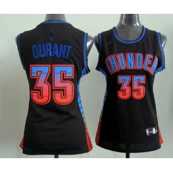 Oklahoma City Thunder #35 Kevin Durant Vibe Black Fashion Womens Jersey
