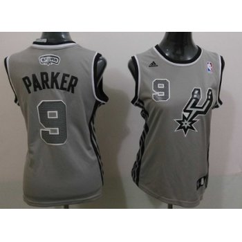 San Antonio Spurs #9 Tony Parker Gray Womens Jersey