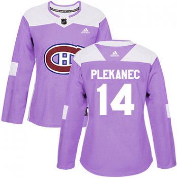 Adidas Montreal Canadiens #14 Tomas Plekanec Purple Authentic Fights Cancer Women's Stitched NHL Jersey