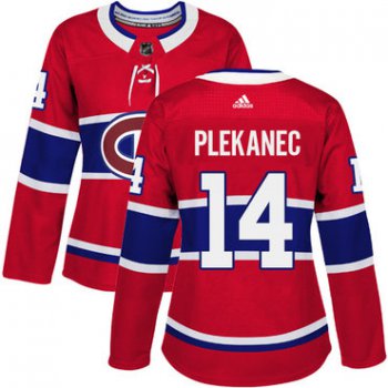 Adidas Montreal Canadiens #14 Tomas Plekanec Red Home Authentic Women's Stitched NHL Jersey