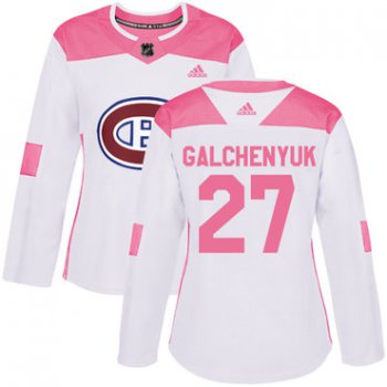Adidas Montreal Canadiens #27 Alex Galchenyuk White Pink Authentic Fashion Women's Stitched NHL Jersey