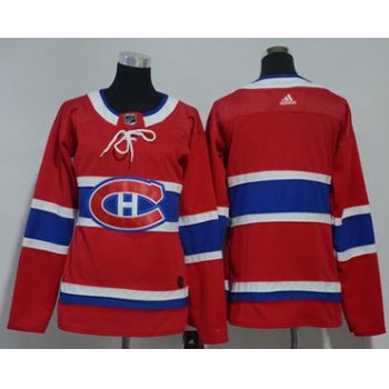 Adidas Montreal Canadiens Blank Red Home Authentic Women's Stitched NHL Jersey