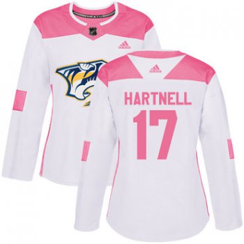 Adidas Nashville Predators #17 Scott Hartnell White Pink Authentic Fashion Women's Stitched NHL Jersey