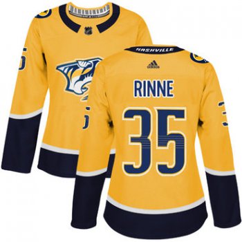 Adidas Nashville Predators #35 Pekka Rinne Yellow Home Authentic Women's Stitched NHL Jersey