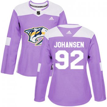 Adidas Nashville Predators #92 Ryan Johansen Purple Authentic Fights Cancer Women's Stitched NHL Jersey