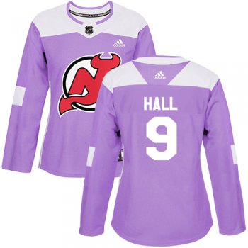 Adidas New Jersey Devils #9 Taylor Hall Purple Authentic Fights Cancer Women's Stitched NHL Jersey