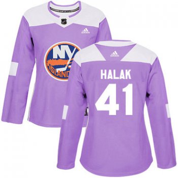 Adidas New York Islanders #41 Jaroslav Halak Purple Authentic Fights Cancer Women's Stitched NHL Jersey