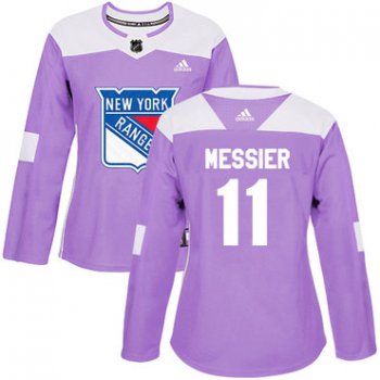 Adidas New York Rangers #11 Mark Messier Purple Authentic Fights Cancer Women's Stitched NHL Jersey