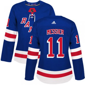 Adidas New York Rangers #11 Mark Messier Royal Blue Home Authentic Women's Stitched NHL Jersey