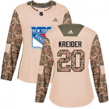 Adidas New York Rangers #20 Chris Kreider Camo Authentic 2017 Veterans Day Women's Stitched NHL Jersey