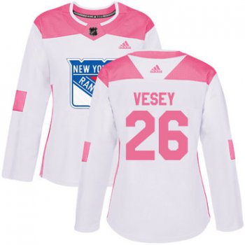 Adidas New York Rangers #26 Jimmy Vesey White Pink Authentic Fashion Women's Stitched NHL Jersey