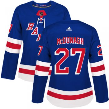 Adidas New York Rangers #27 Ryan McDonagh Royal Blue Home Authentic Women's Stitched NHL Jersey