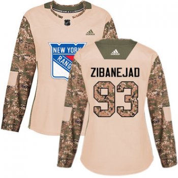 Adidas New York Rangers #93 Mika Zibanejad Camo Authentic 2017 Veterans Day Women's Stitched NHL Jersey