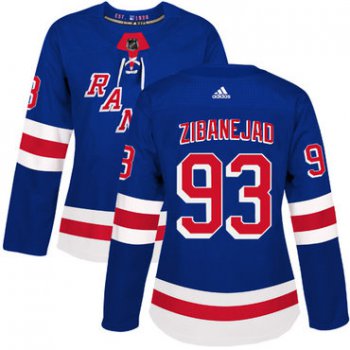 Adidas New York Rangers #93 Mika Zibanejad Royal Blue Home Authentic Women's Stitched NHL Jersey
