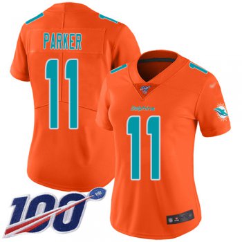 Nike Dolphins #11 DeVante Parker Orange Women's Stitched NFL Limited Inverted Legend 100th Season Jersey