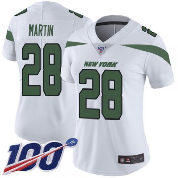 Nike Jets #28 Curtis Martin White Women's Stitched NFL 100th Season Vapor Limited Jersey