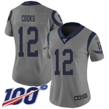Nike Rams #12 Brandin Cooks Gray Women's Stitched NFL Limited Inverted Legend 100th Season Jersey