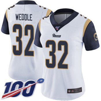Nike Rams #32 Eric Weddle White Women's Stitched NFL 100th Season Vapor Limited Jersey