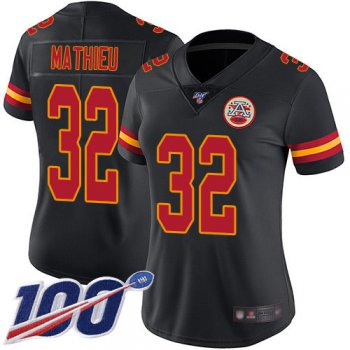 Nike Chiefs #32 Tyrann Mathieu Black Women's Stitched NFL Limited Rush 100th Season Jersey