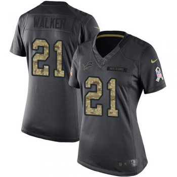 Nike Lions #21 Tracy Walker Black Women's Stitched NFL Limited 2016 Salute to Service Jersey