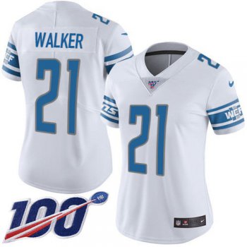 Nike Lions #21 Tracy Walker White Women's Stitched NFL 100th Season Vapor Untouchable Limited Jersey