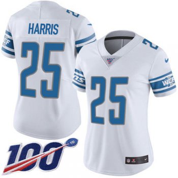 Nike Lions #25 Will Harris White Women's Stitched NFL 100th Season Vapor Untouchable Limited Jersey