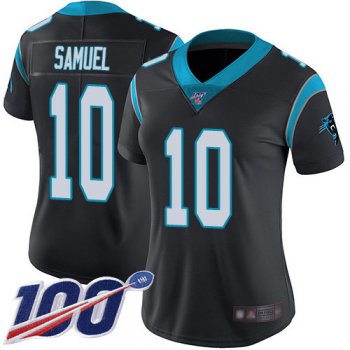 Nike Panthers #10 Curtis Samuel Black Team Color Women's Stitched NFL 100th Season Vapor Limited Jersey
