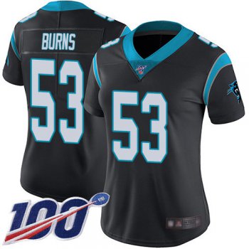Nike Panthers #53 Brian Burns Black Team Color Women's Stitched NFL 100th Season Vapor Limited Jersey
