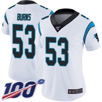 Nike Panthers #53 Brian Burns White Women's Stitched NFL 100th Season Vapor Limited Jersey