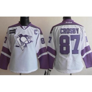 Pittsburgh Penguins #87 Sidney Crosby White Womens Fights Cancer Jersey