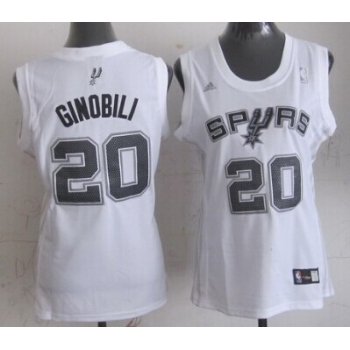 San Antonio Spurs #20 Manu Ginobili White Womens Jersey