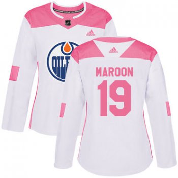 Adidas Edmonton Oilers #19 Patrick Maroon White Pink Authentic Fashion Women's Stitched NHL Jersey