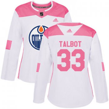 Adidas Edmonton Oilers #33 Cam Talbot White Pink Authentic Fashion Women's Stitched NHL Jersey