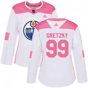 Adidas Edmonton Oilers #99 Wayne Gretzky White Pink Authentic Fashion Women's Stitched NHL Jersey