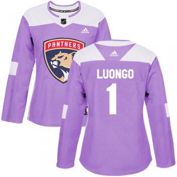 Adidas Florida Panthers #1 Roberto Luongo Purple Authentic Fights Cancer Women's Stitched NHL Jersey