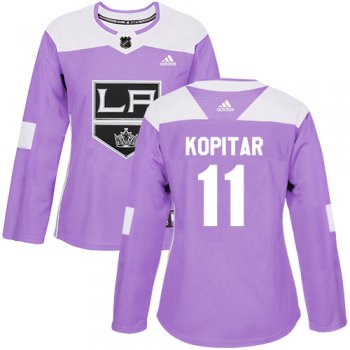 Adidas Los Angeles Kings #11 Anze Kopitar Purple Authentic Fights Cancer Women's Stitched NHL Jersey