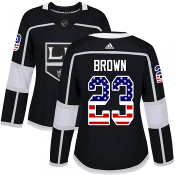 Adidas Los Angeles Kings #23 Dustin Brown Black Home Authentic USA Flag Women's Stitched NHL Jersey