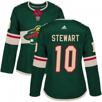 Adidas Minnesota Wild #10 Chris Stewart Green Home Authentic Women's Stitched NHL Jersey