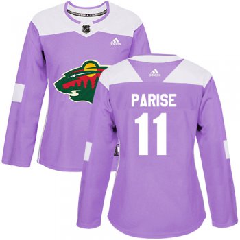 Adidas Minnesota Wild #11 Zach Parise Purple Authentic Fights Cancer Women's Stitched NHL Jersey